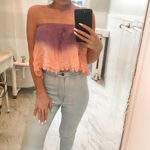 Pink ombré tie dye tube crop top small ✨ tobi - Picture 2 of 4